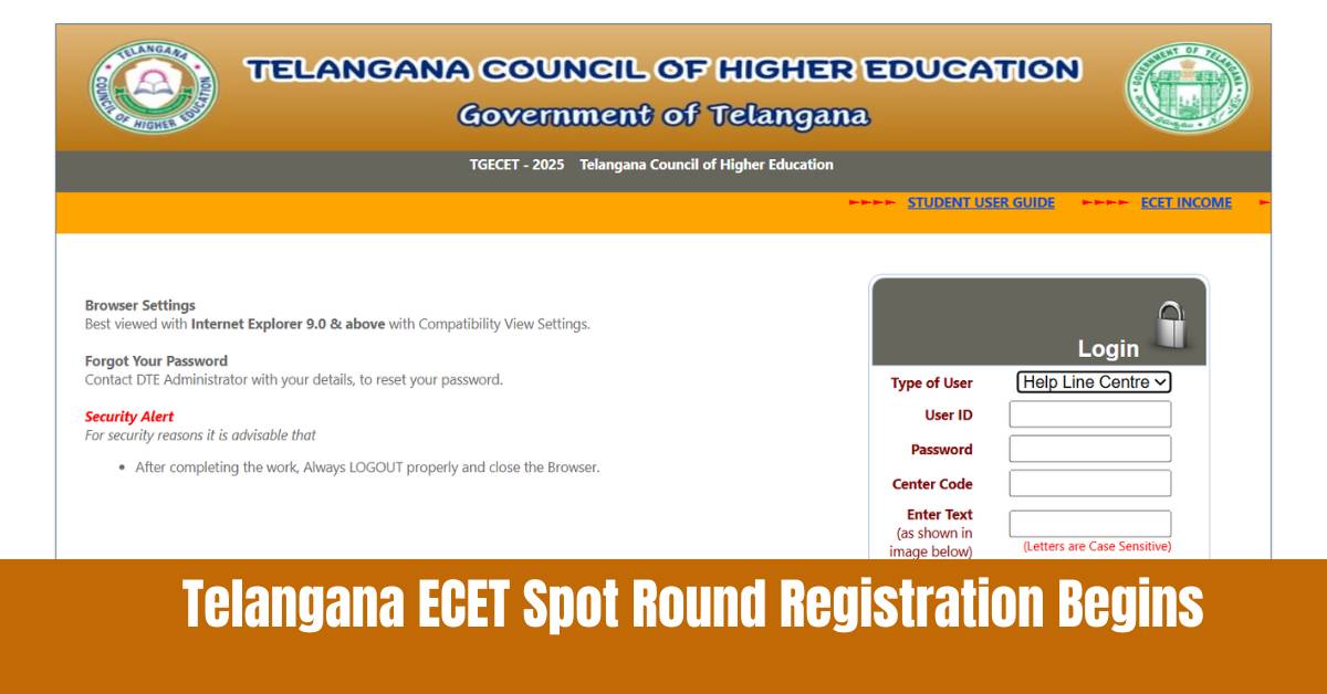 Telangana ECET Spot Round Registration Begins